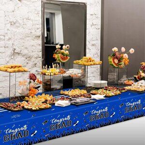 54 x 108 Inch Graduation Plastic Tablecloth - Congrats Grad Design Disposable R